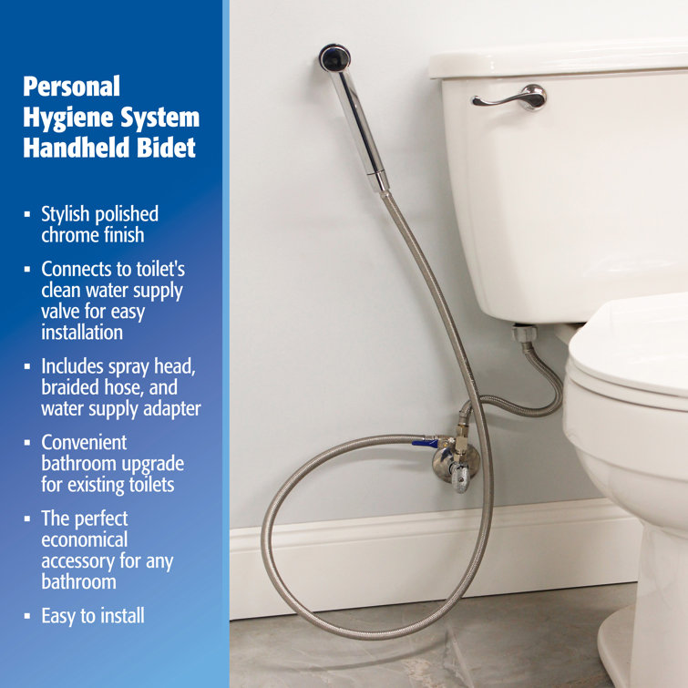 Chrome Handheld Bidet with Single Faucet Handle