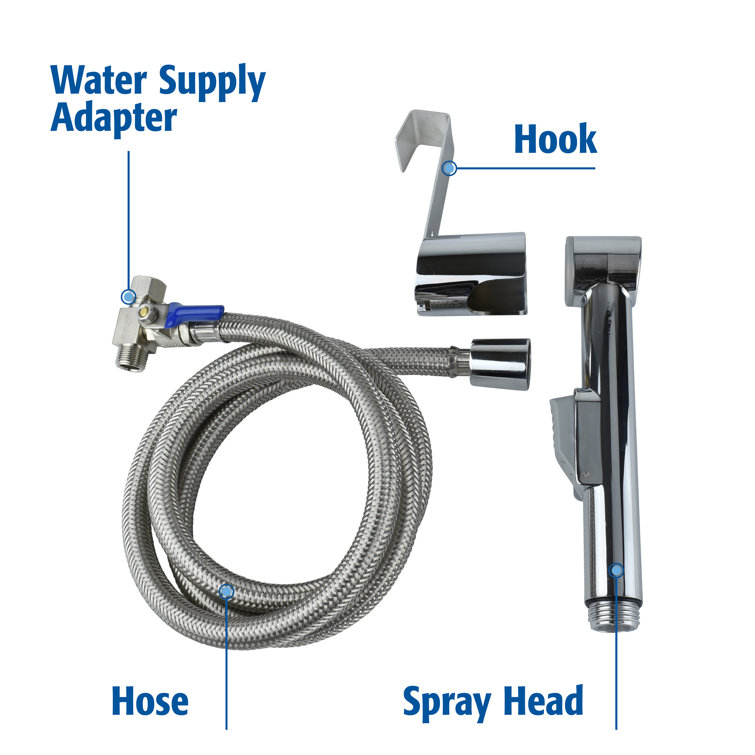 Chrome Handheld Bidet with Single Faucet Handle