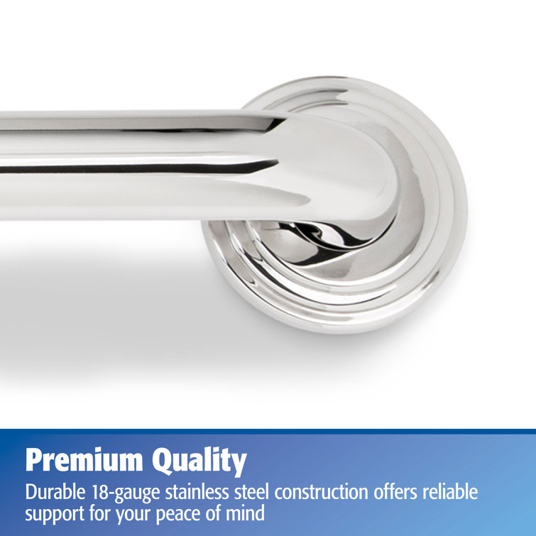 42" Polished Stainless Steel Safety Grab Bar with Designer Flange