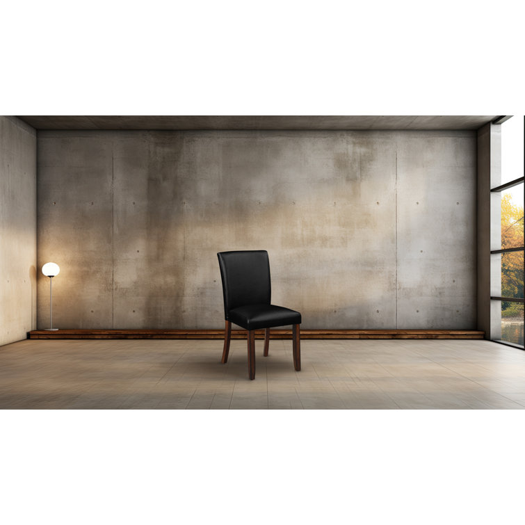 Chestnut Wood and Black Upholstered Side Chair