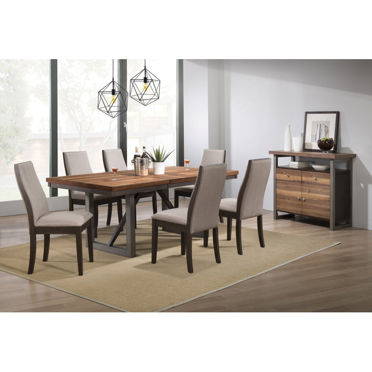 Dark Brown Walnut and Espresso 7-Piece Dining Set with Extension Leaf