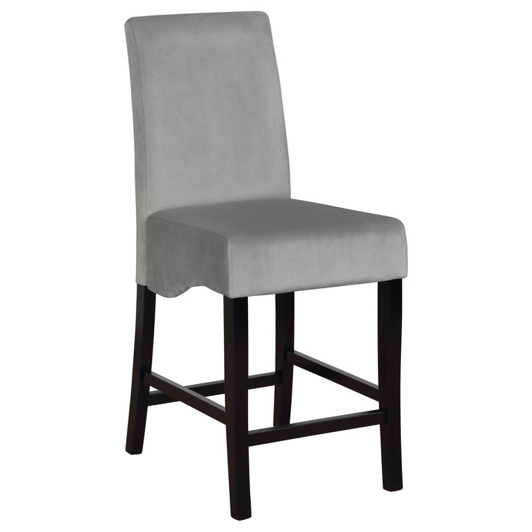 Flared Back Upholstered Counter Height Chairs in Gray and Black
