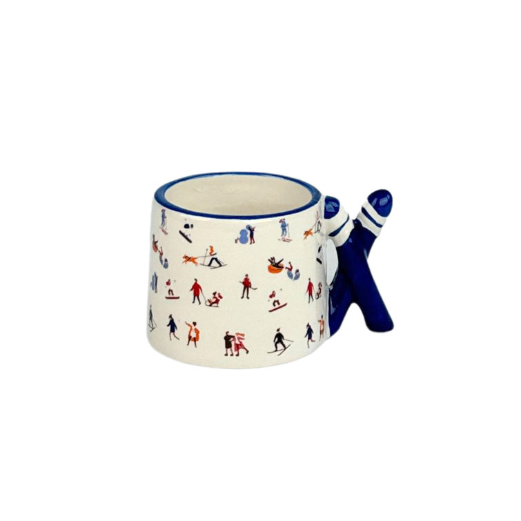 Ski Handle Multicolor Ceramic Espresso Cups - Set of 6