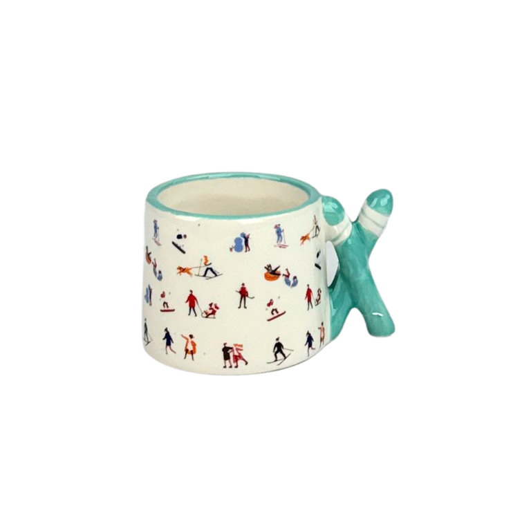 Ski Handle Multicolor Ceramic Espresso Cups - Set of 6