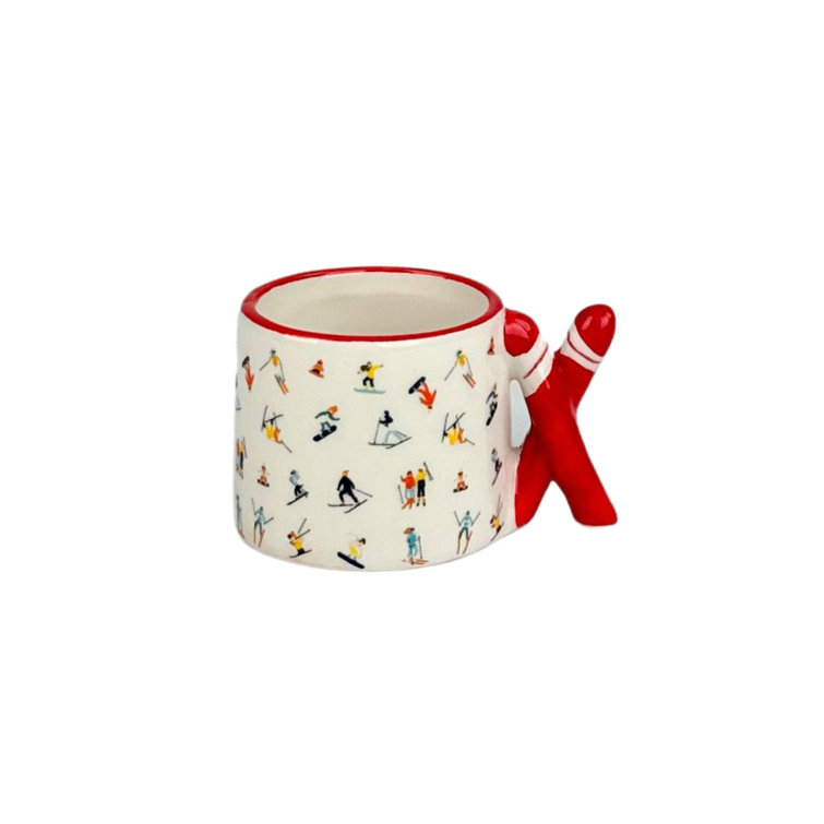 Ski Handle Multicolor Ceramic Espresso Cups - Set of 6