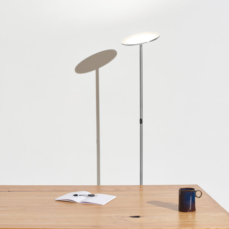Sky Touch 63" Platinum Silver Adjustable LED Torchiere Floor Lamp