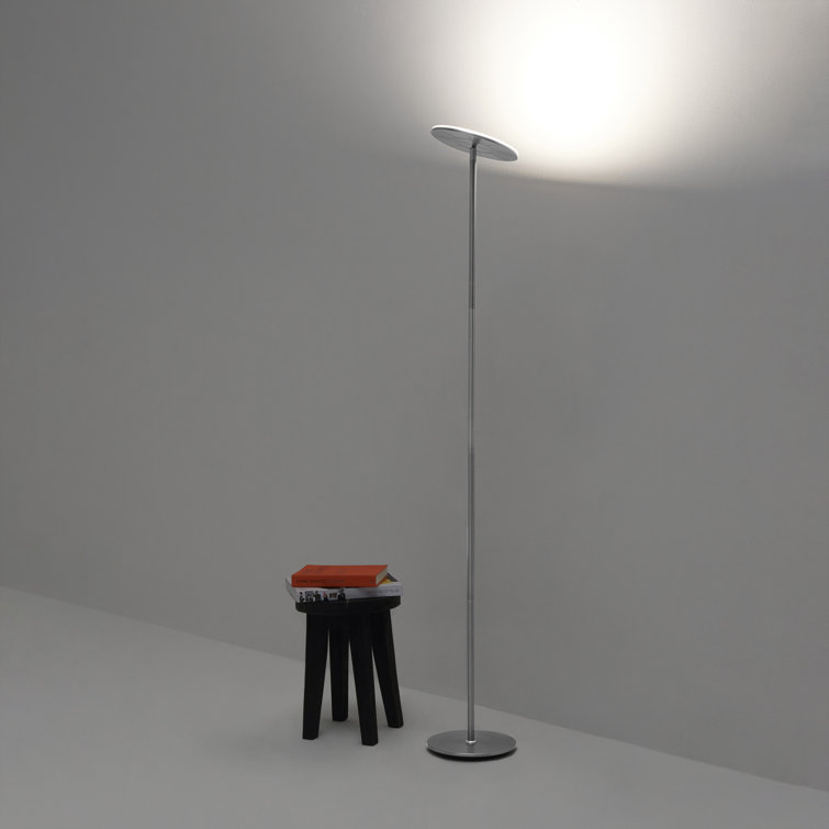 Sky Touch 63" Platinum Silver Adjustable LED Torchiere Floor Lamp