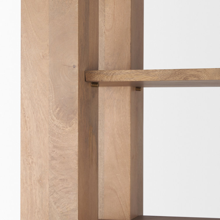 Beth Light Brown Mango Wood Etagere Bookcase with Doors