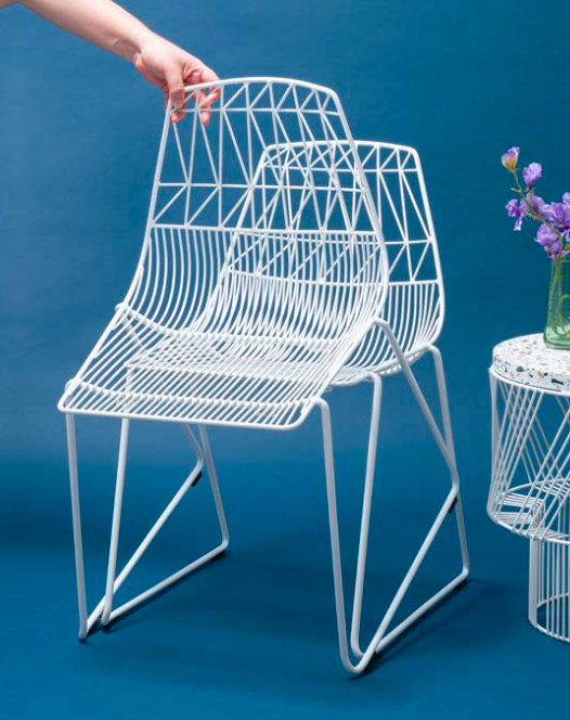Stacking Lucy Modern Wire Dining Chair in White