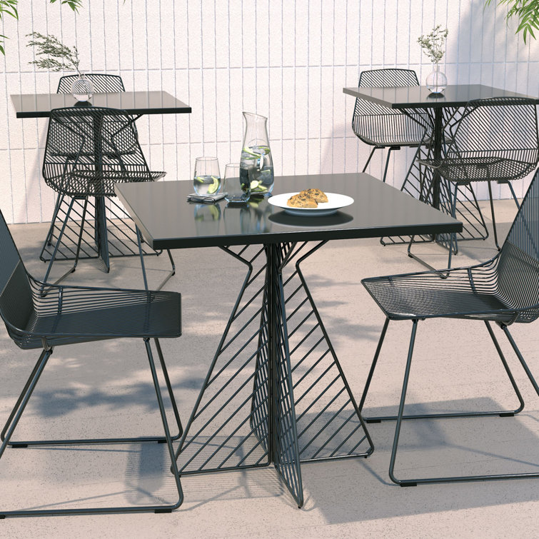 Ethel Black Wire Artistic Armless Patio Dining Chair