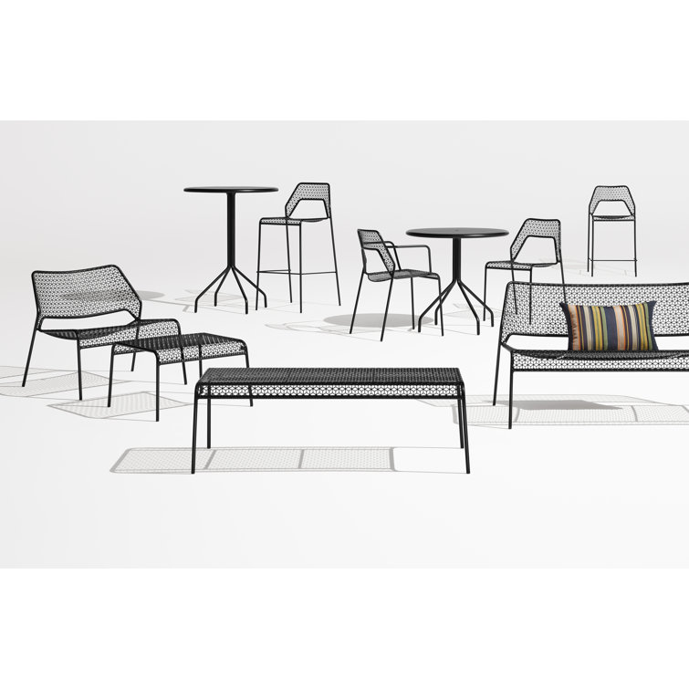 Black Geometric Metal Lounge Chair with 14" Seat Height