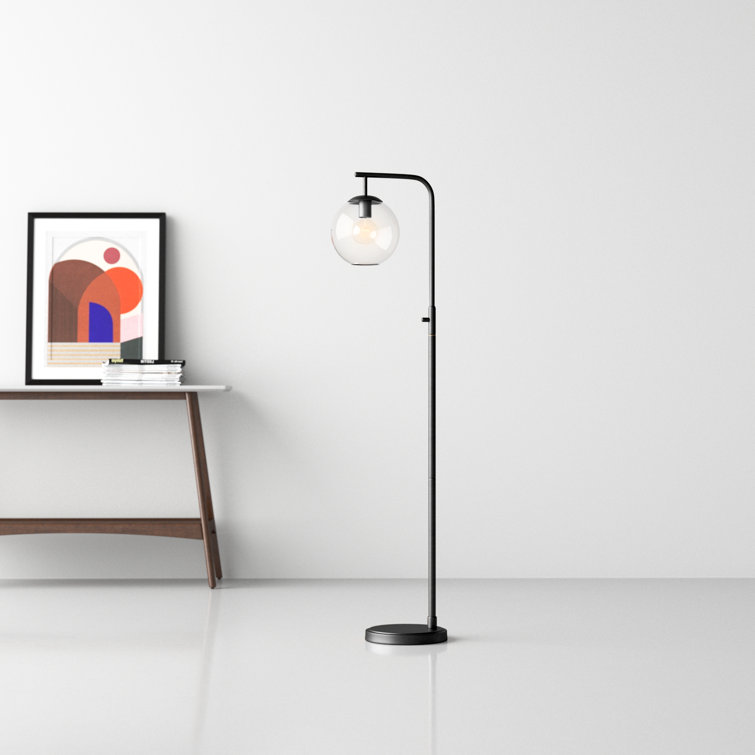 Edison Inspired Black Metal and Clear Glass Globe Floor Lamp