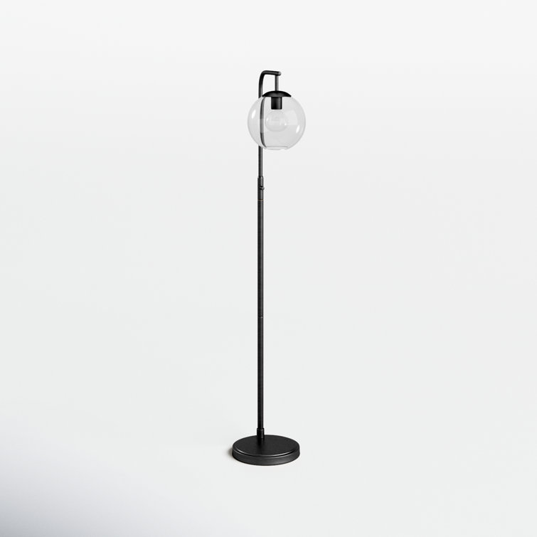Edison Inspired Black Metal and Clear Glass Globe Floor Lamp