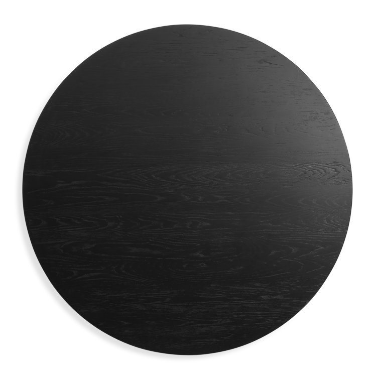 Black Ash Round Wood Dining Table with Clover Pedestal