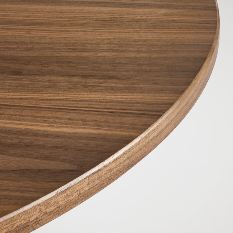 48" Round Walnut Wood Dining Table with Chunky Pedestal Base