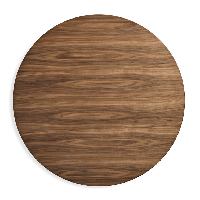 48" Round Walnut Wood Dining Table with Chunky Pedestal Base