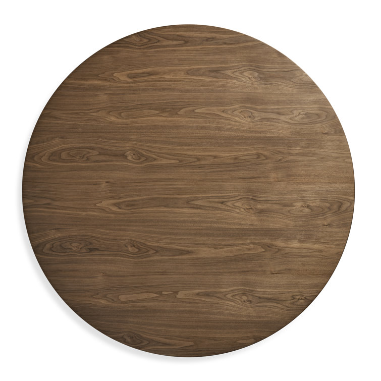 60" Round Walnut Wood Dining Table with Chunky Pedestal