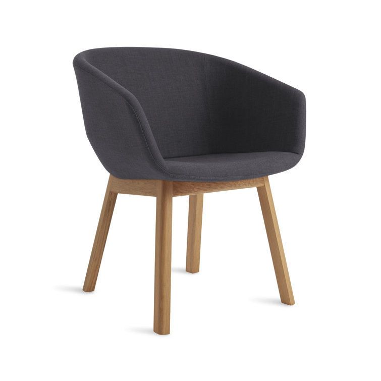 Rostenkowski Blue Upholstered Dining Chair with White Oak Legs