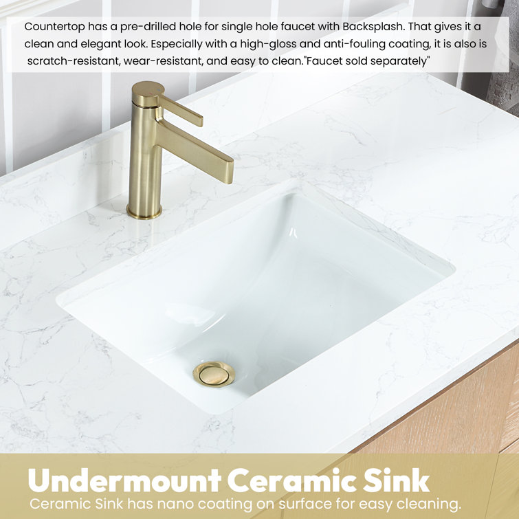 San 42'' Washed Ash Gray Single Bathroom Vanity with Gold Hardware