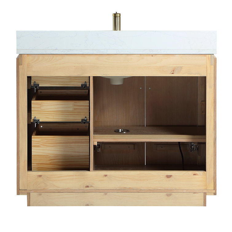San 42'' Washed Ash Gray Single Bathroom Vanity with Gold Hardware