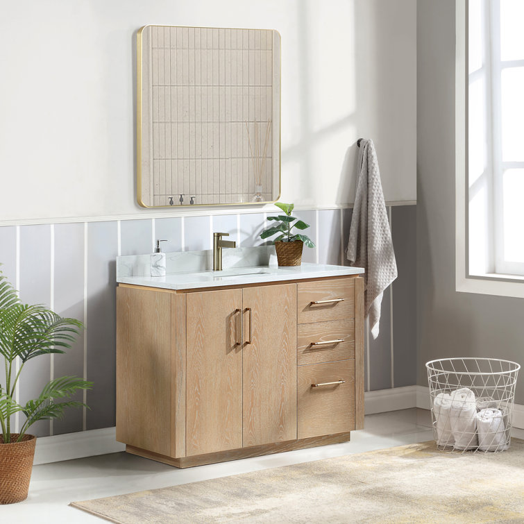 San 42'' Washed Ash Gray Single Bathroom Vanity with Gold Hardware