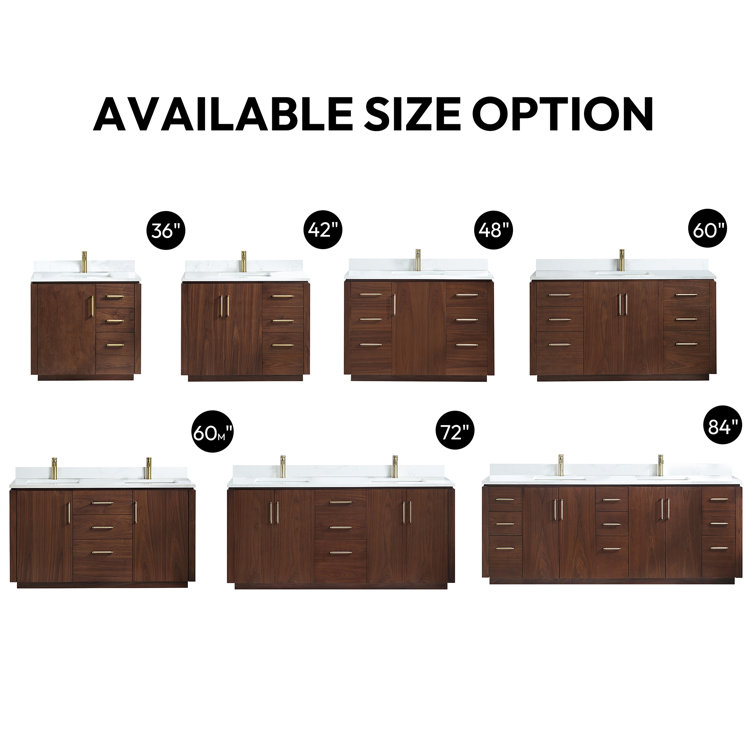 San 36'' Walnut and White Single Bathroom Vanity