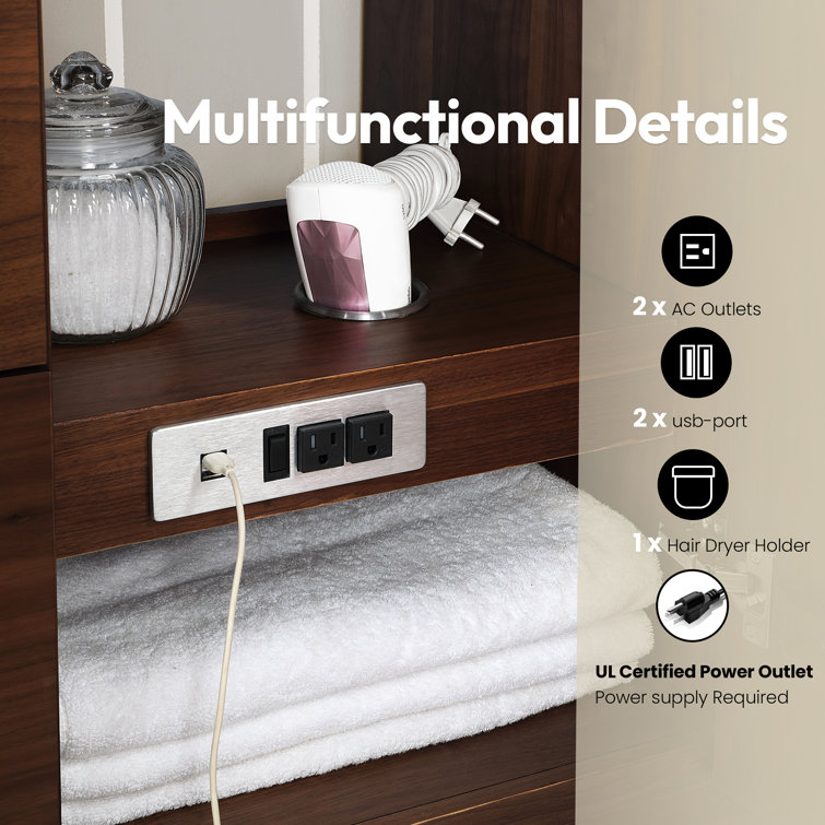 San 36'' Walnut and White Single Bathroom Vanity