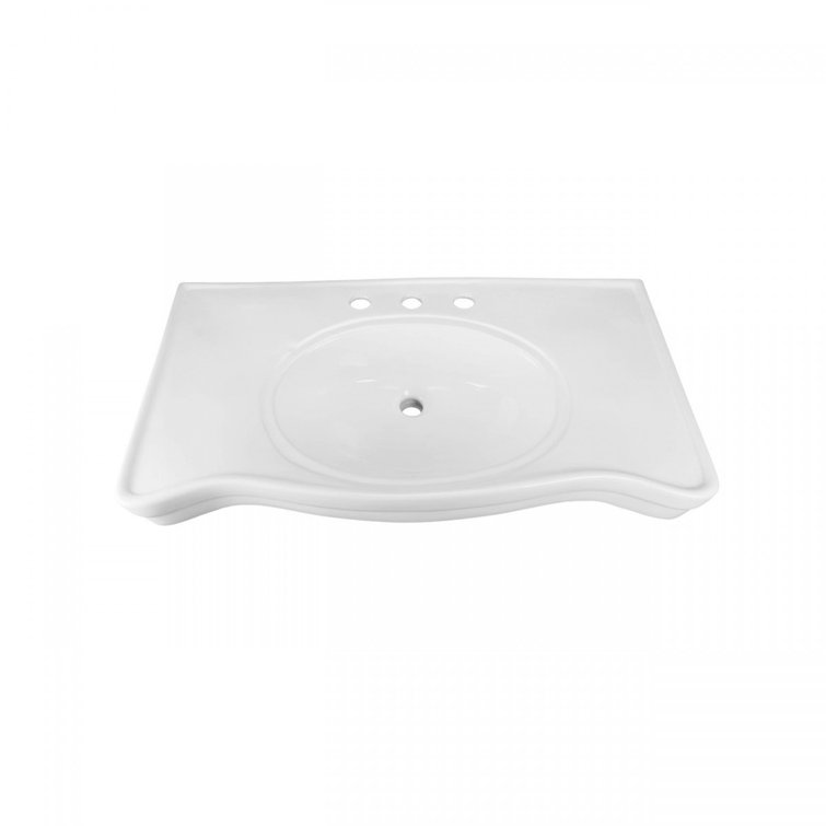 Belle Epoque White Ceramic Console Sink with Chrome Legs