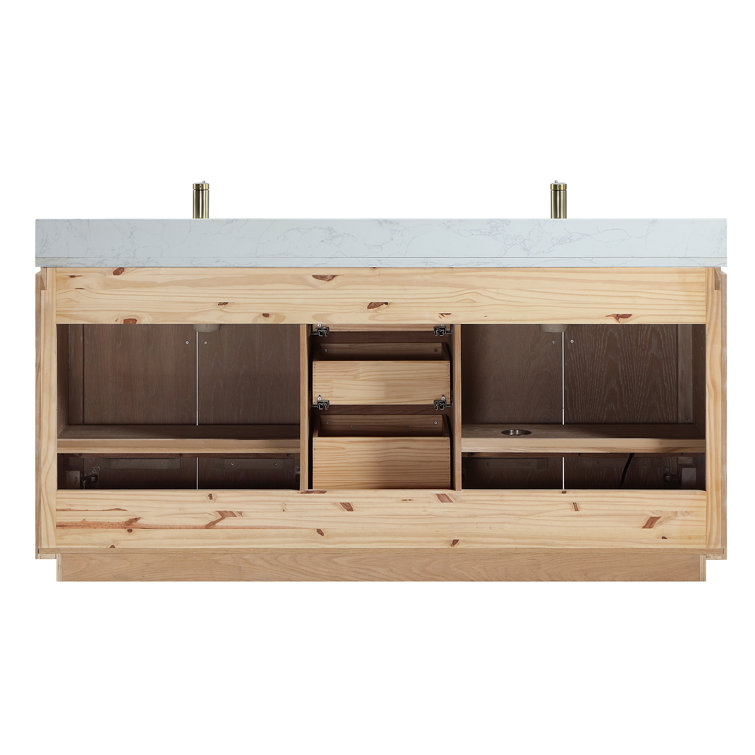 San 72'' Washed Ash Double Bathroom Vanity with Gold Hardware