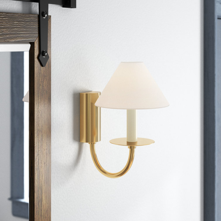 Helio Brass and White Steel Candle Wall Light