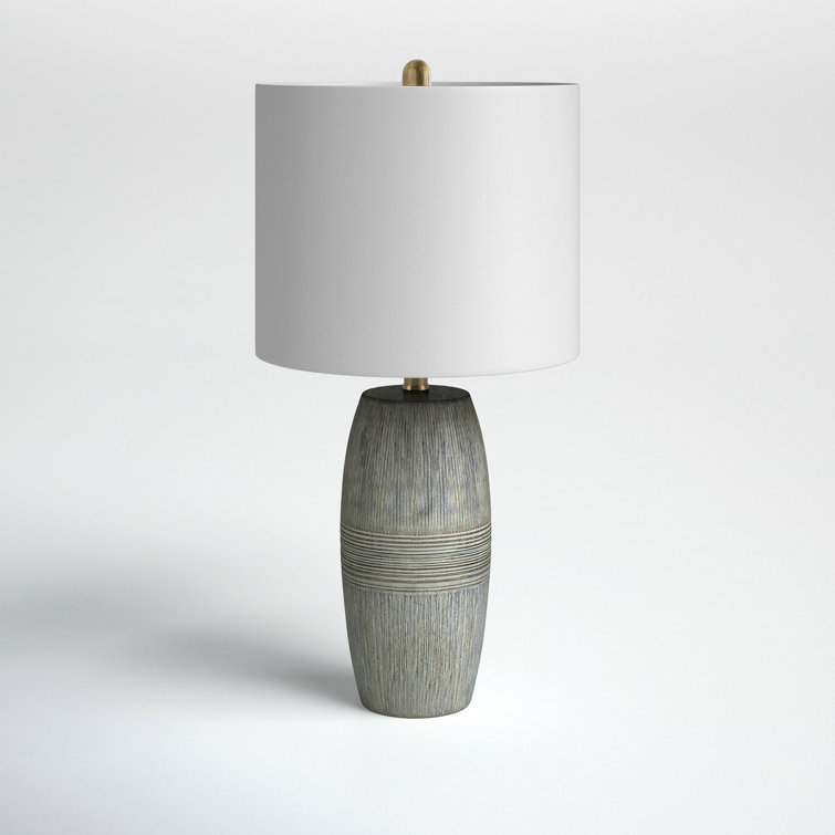Gray Ceramic Table Lamp with White Linen Shade