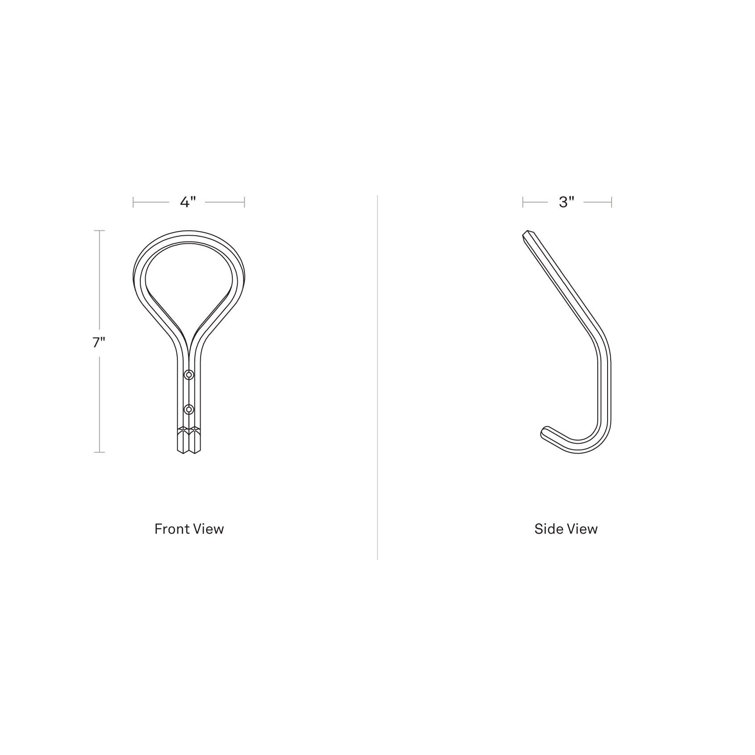 White Metal Large Wall Hook with Brass Accents