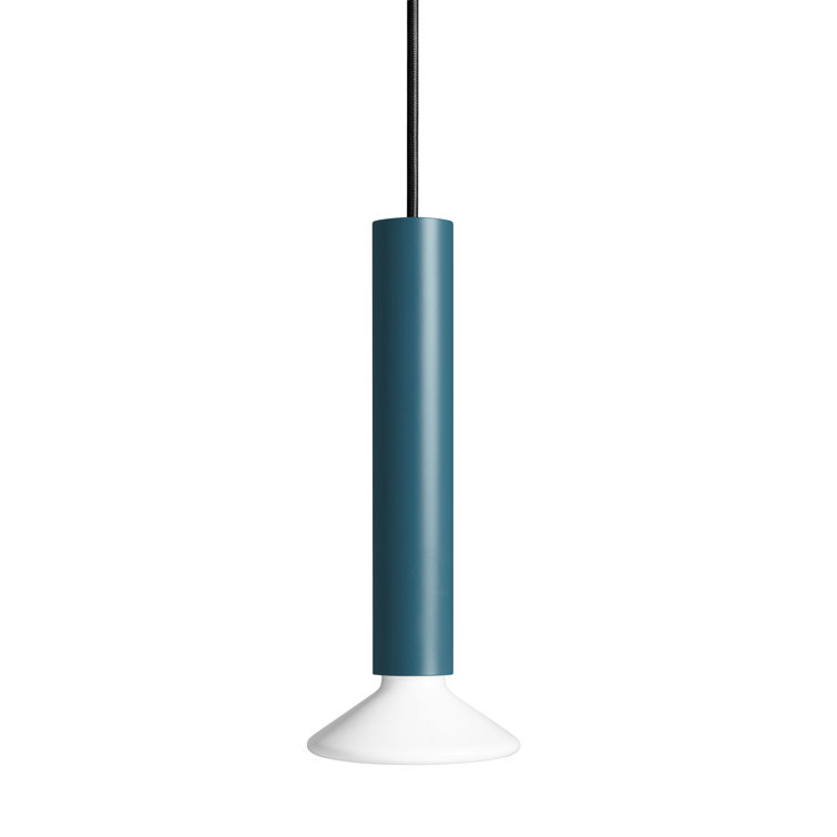 Space Blue Glass and Metal Pendant Light