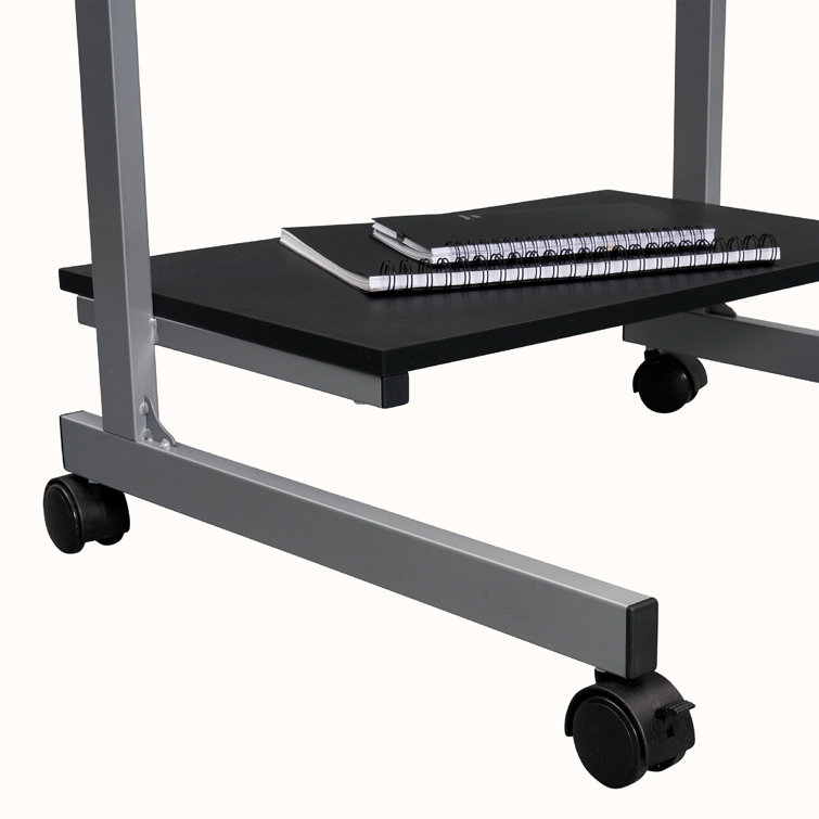 Graphite Wood and Steel Computer Cart with Keyboard Tray