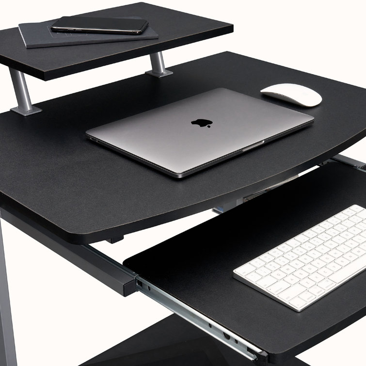 Graphite Wood and Steel Computer Cart with Keyboard Tray