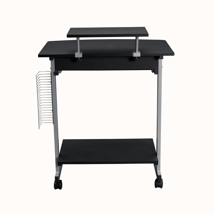 Graphite Wood and Steel Computer Cart with Keyboard Tray