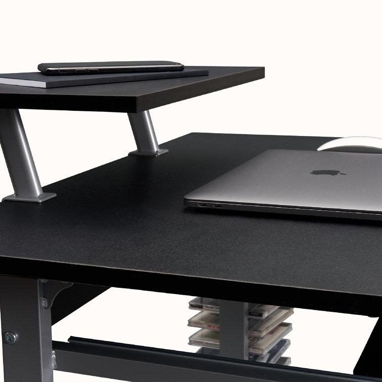 Graphite Wood and Steel Computer Cart with Keyboard Tray