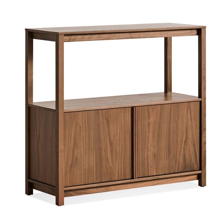 Walnut Adjustable Small Open Plan Low Bookcase