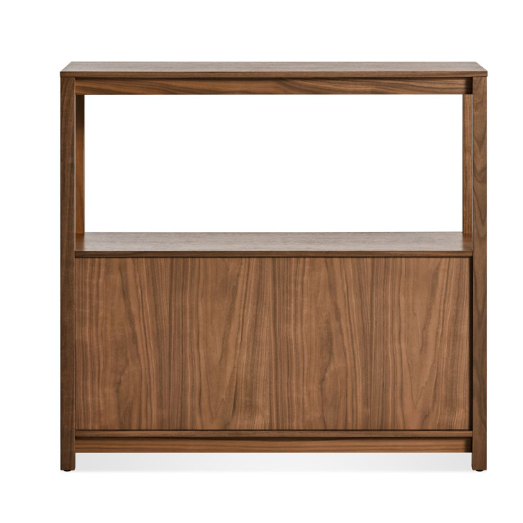 Walnut Adjustable Small Open Plan Low Bookcase