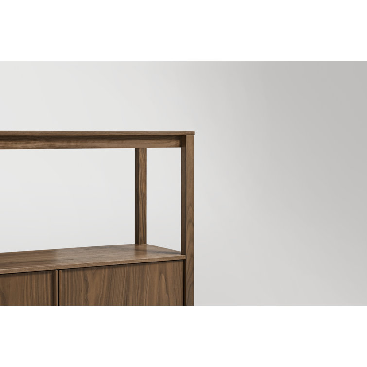 Walnut Adjustable Small Open Plan Low Bookcase