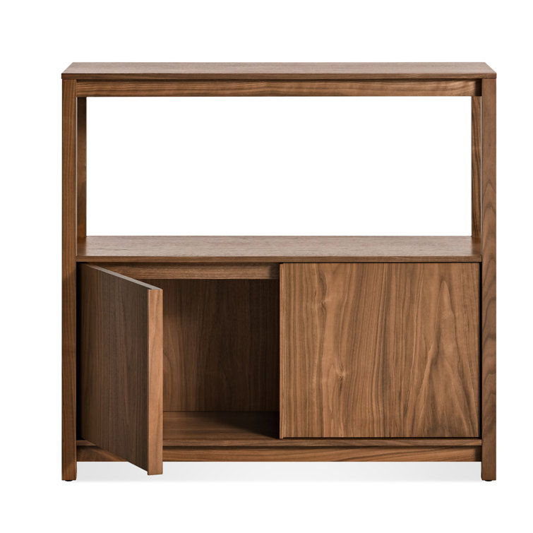Walnut Adjustable Small Open Plan Low Bookcase