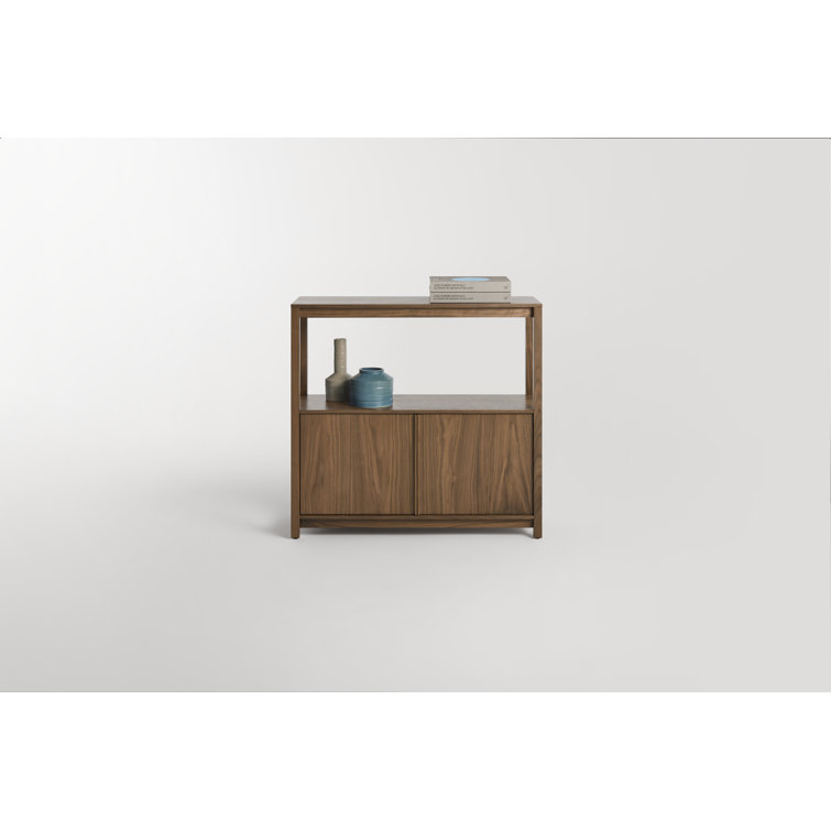 Walnut Adjustable Small Open Plan Low Bookcase