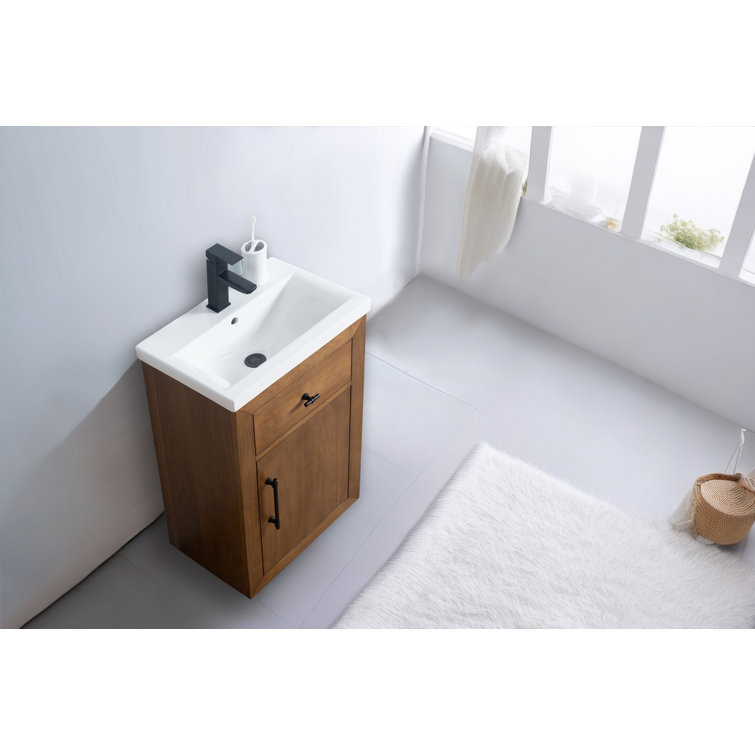 20'' Tan Freestanding Single Bathroom Vanity with Ceramic Top