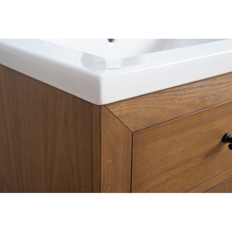 20'' Tan Freestanding Single Bathroom Vanity with Ceramic Top