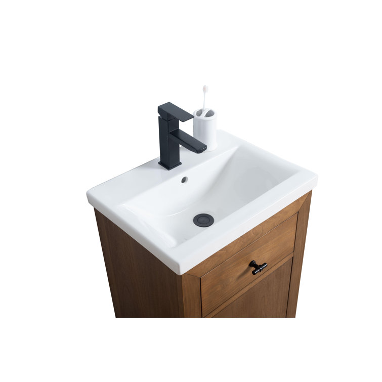 20'' Tan Freestanding Single Bathroom Vanity with Ceramic Top