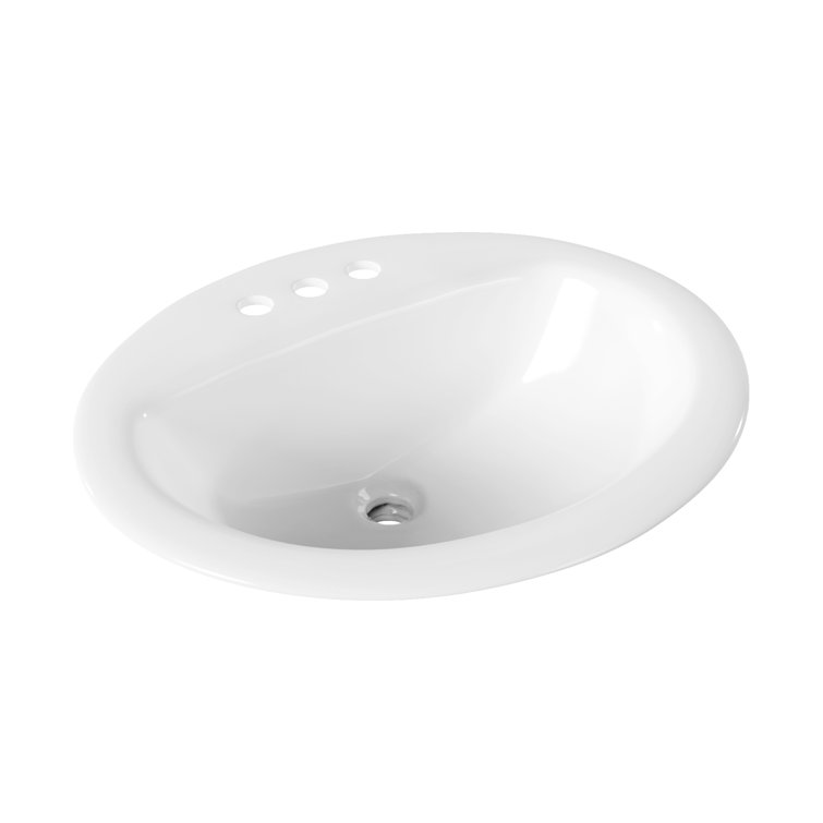 20'' x 17'' White Oval Ceramic Drop-in Bathroom Sink with Overflow