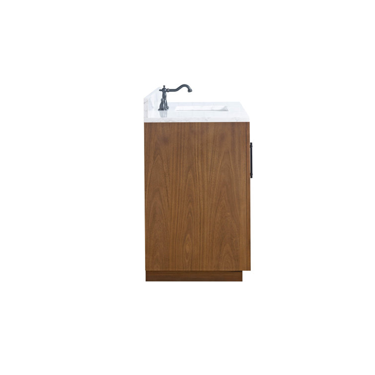 48'' Tan Poplar Wood Bathroom Vanity with Marble Top