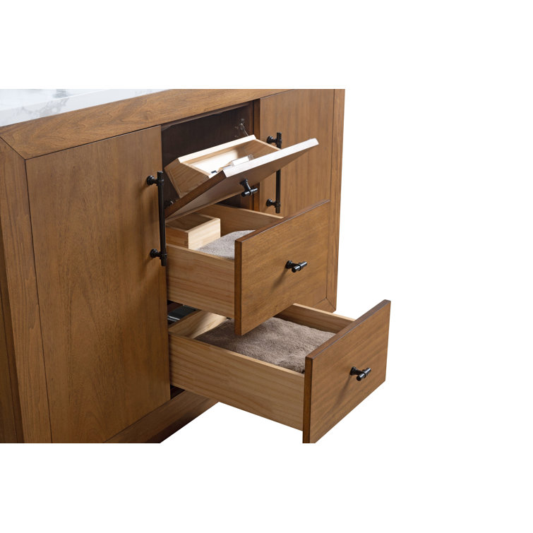 48'' Tan Poplar Wood Bathroom Vanity with Marble Top