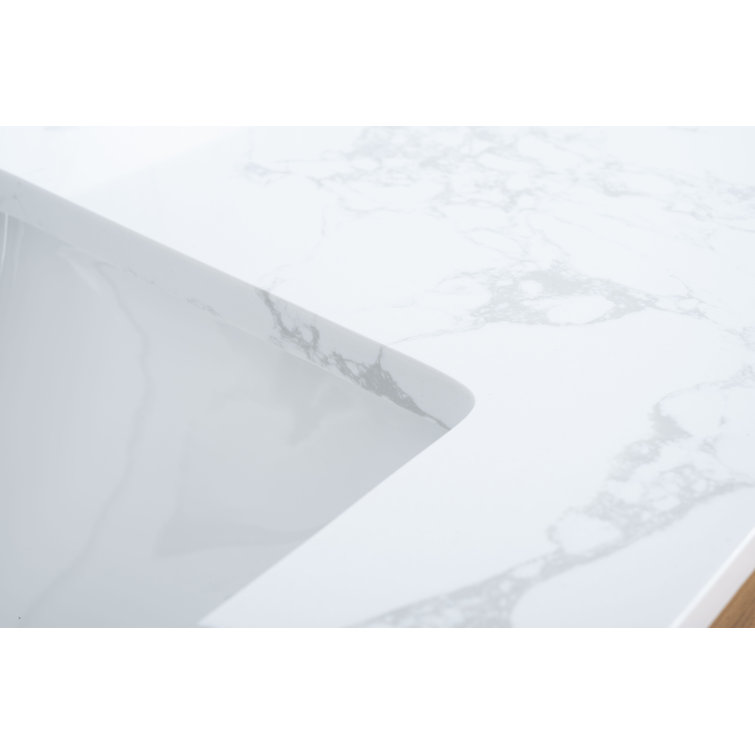 48'' Tan Poplar Wood Bathroom Vanity with Marble Top