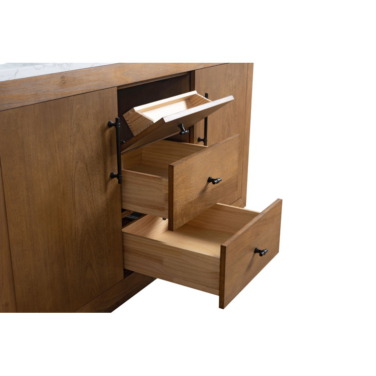 60" Double Sink Bathroom Vanity with Arabescato White Marble Top